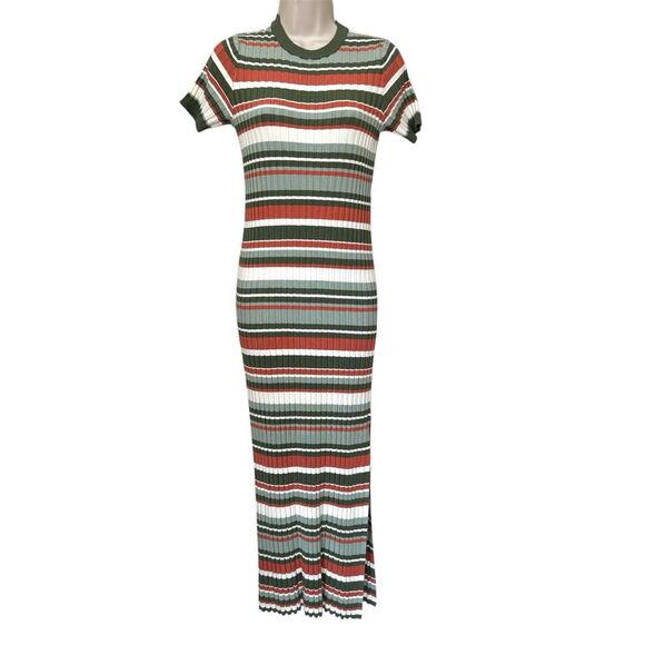 Sezane DOMITILLE Striped Knit Midi Dress Sz XS Bodycon - Picture 3 of 11